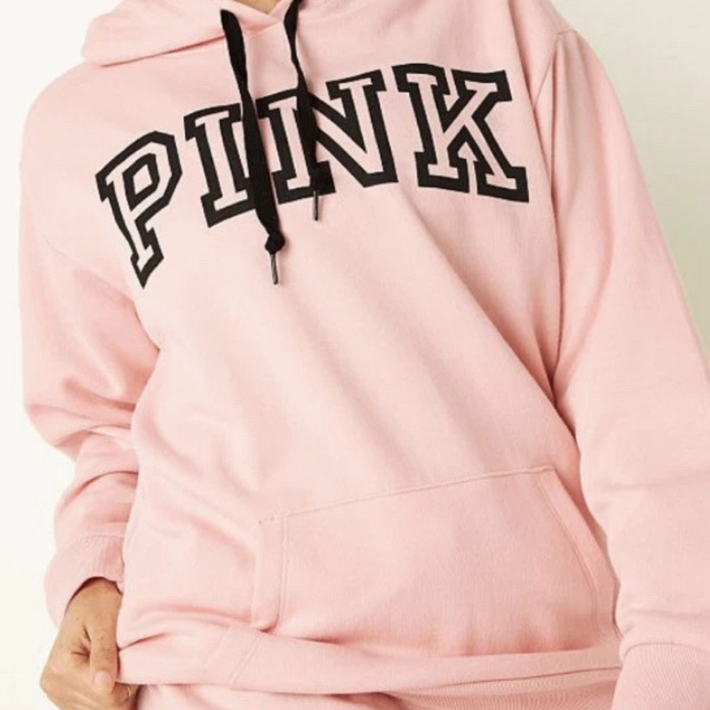 Victoria's Secret Light Pink Sweatshirt with Black Lettering